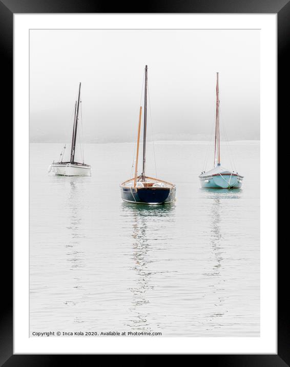 Sailing Boats in the Mist at St Ives Framed Mounted Print by Inca Kala