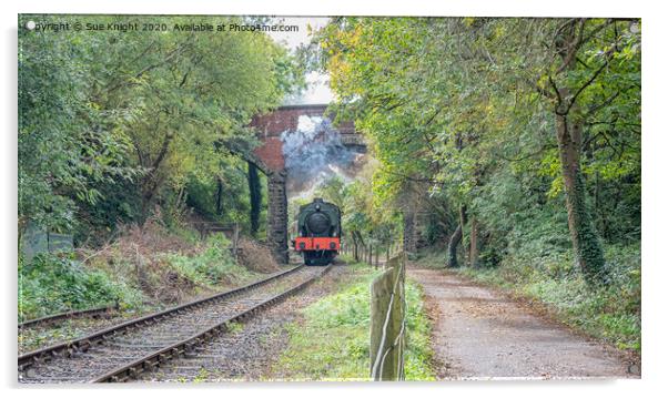 Steam Train leaving Bitton, Avon Valley Railway Acrylic by Sue Knight