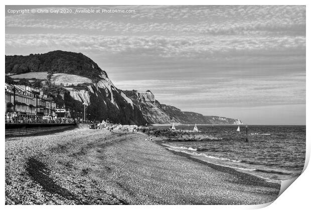 Sidmouth beach Print by Chris Day