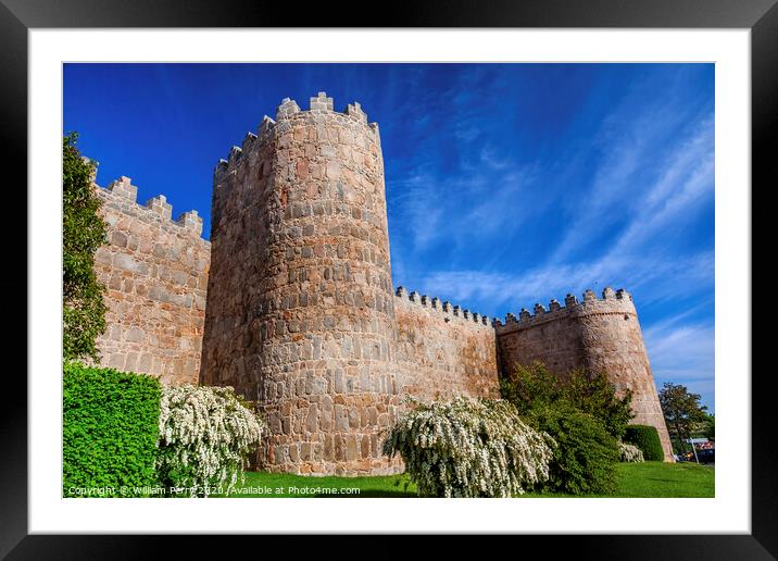 Avila Turrets Castle Walls Cityscape Castile Spain Framed Mounted Print by William Perry