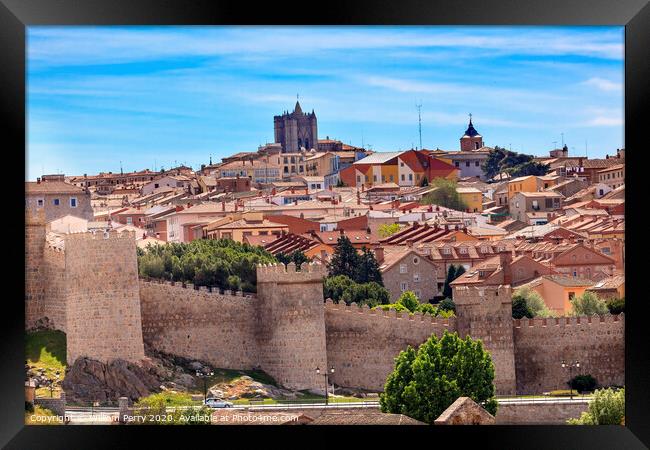 Avila Walls Ancient Medieval City Castile Spain Framed Print by William Perry