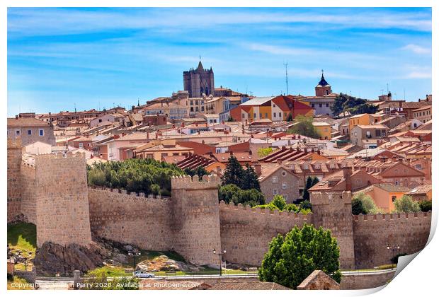 Avila Walls Ancient Medieval City Castile Spain Print by William Perry