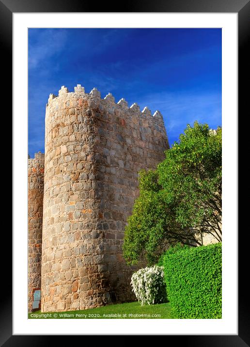Avila Castle Walls Cityscape Castile Spain Framed Mounted Print by William Perry