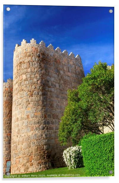 Avila Castle Walls Cityscape Castile Spain Acrylic by William Perry