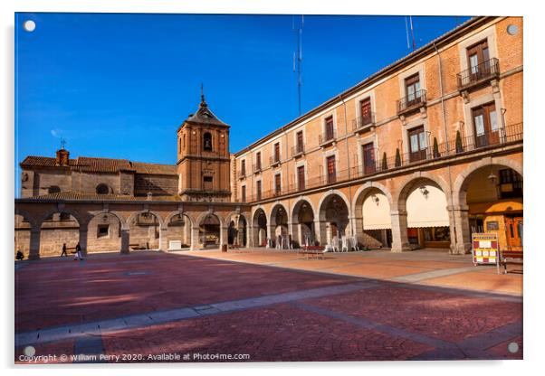 Plaza Mayor Avila Arches Cityscape Castile Spain Acrylic by William Perry