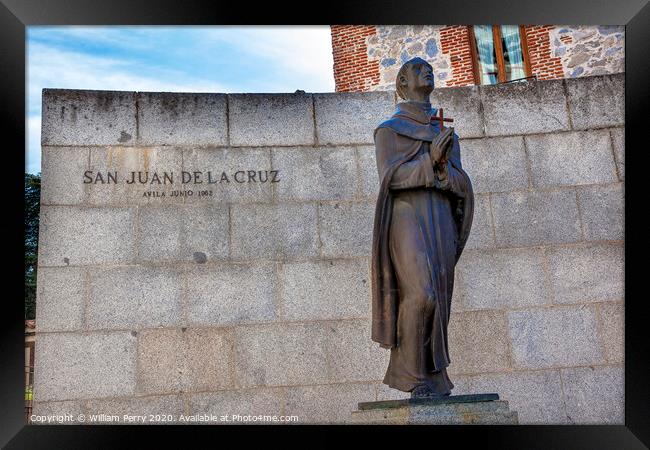 San Juan de la Cruz Statue Avila Castile Spain Framed Print by William Perry