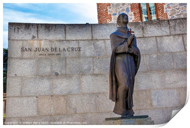 San Juan de la Cruz Statue Avila Castile Spain Print by William Perry