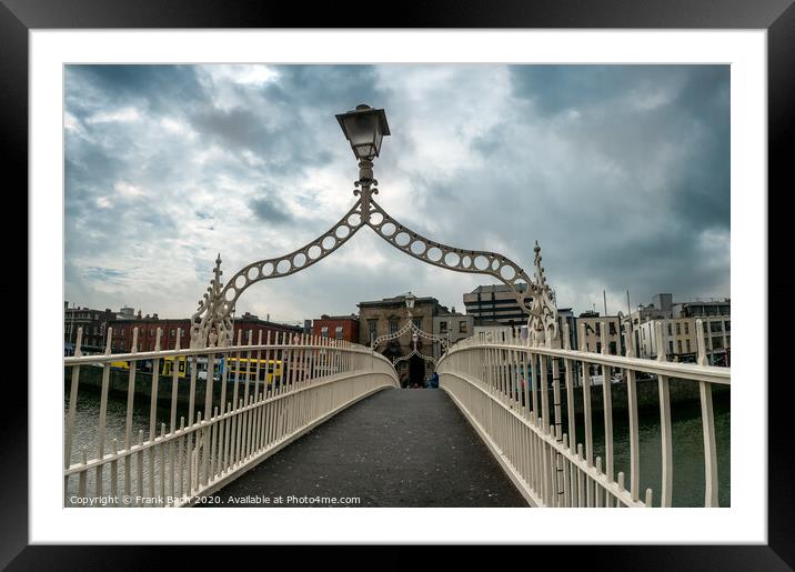 Halfpenny bridge over river Liffey in Dublin  Framed Mounted Print by Frank Bach