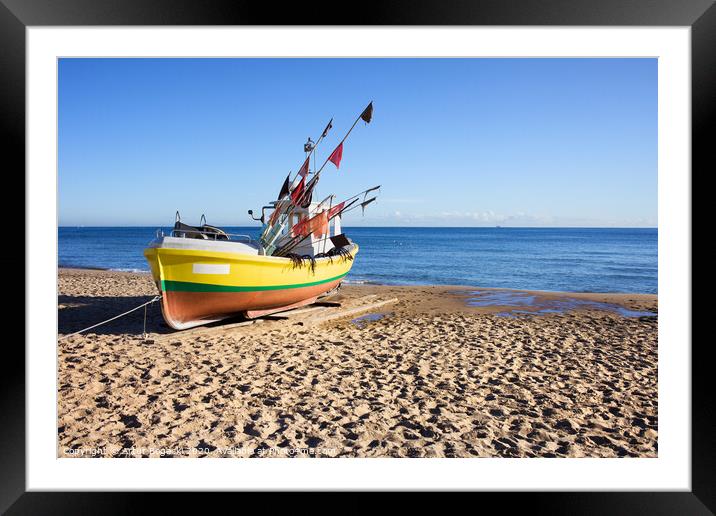 Boat On Baltic Sea Beach Framed Mounted Print by Artur Bogacki