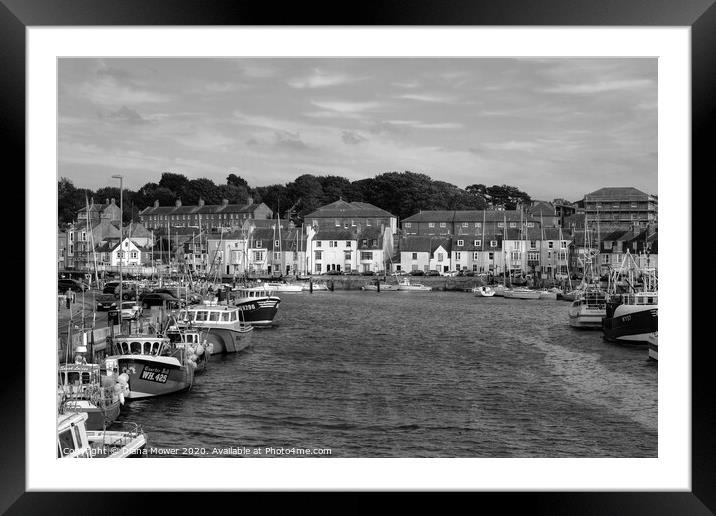 Weymouth Harbour Monochrome Framed Mounted Print by Diana Mower