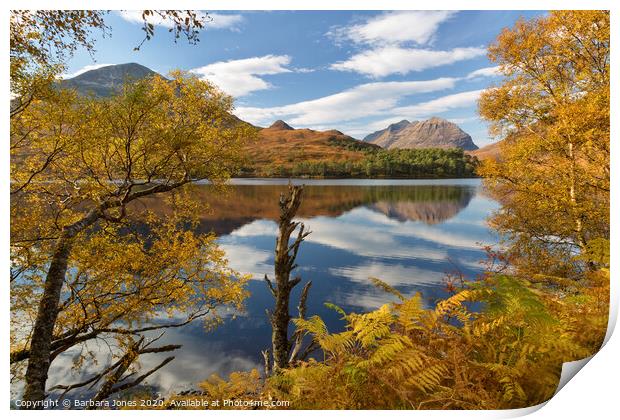 Loch Clair and Liathach in Autumn, Torridon Print by Barbara Jones