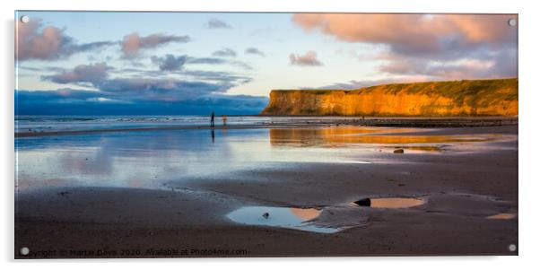 Saltburn Beach at Sunset Acrylic by Martin Davis