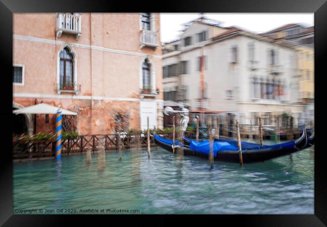 Gondola on the Grand Canal, Venice Framed Print by Jean Gill