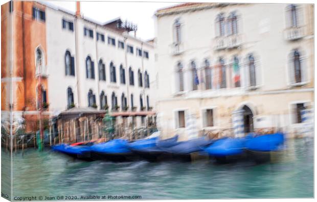 Gondolas and Venetian Palaces Canvas Print by Jean Gill