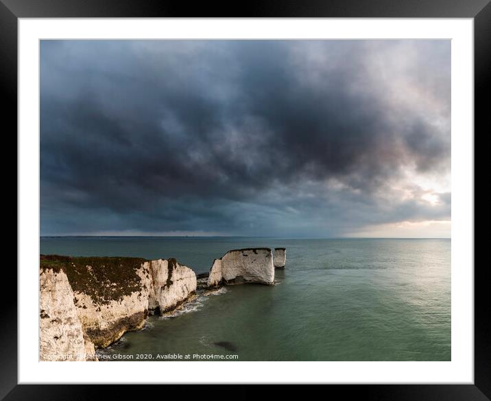Beautiful cliff formation landscape during stunning sunrise Framed Mounted Print by Matthew Gibson