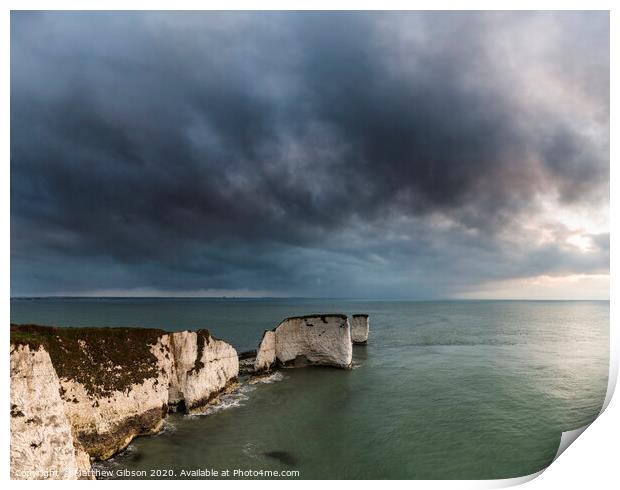 Beautiful cliff formation landscape during stunning sunrise Print by Matthew Gibson