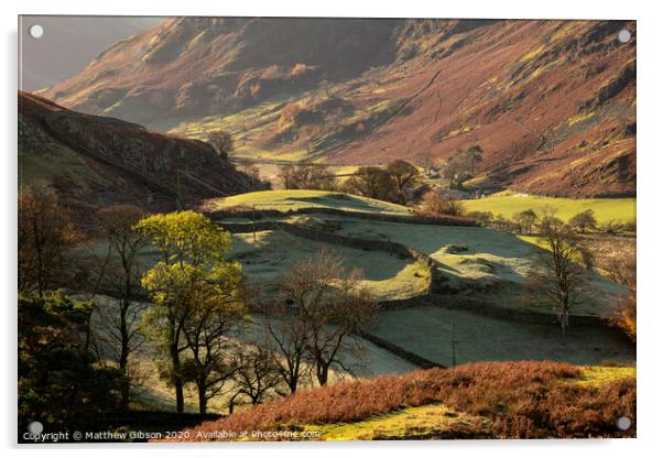 Majestic Autumn Fall landscape image of Sleet Fell and Howstead Brow in Lake District with beautiful early morning light in valleys and on hills Acrylic by Matthew Gibson