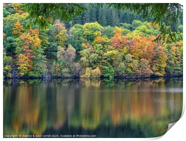 Autumn colours at Loch Drunkie Print by yvonne & paul carroll
