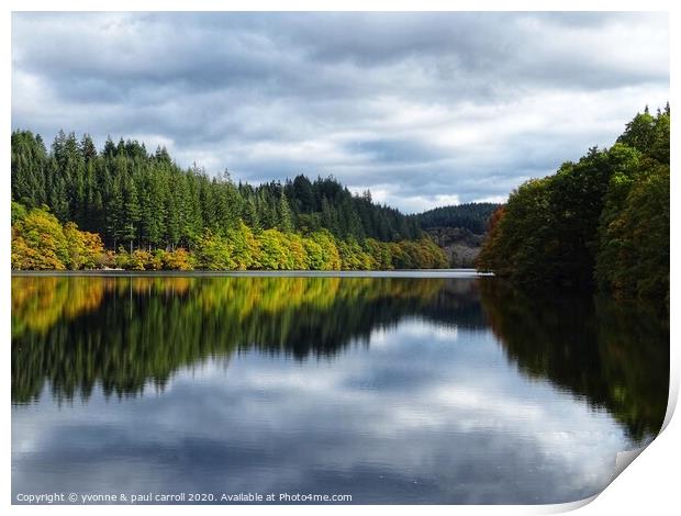 Autumn reflections on Loch Drunkie Print by yvonne & paul carroll