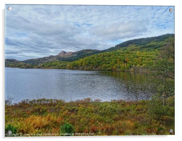 Loch Achray and Ben Ann in Autumn Acrylic by yvonne & paul carroll