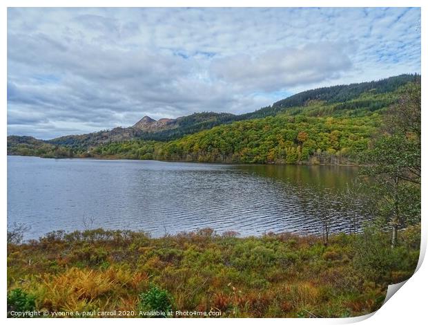 Loch Achray and Ben Ann in Autumn Print by yvonne & paul carroll