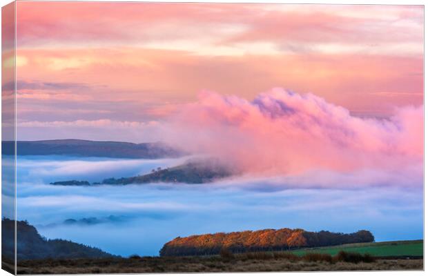 Flowing fog over Eccles Pike Canvas Print by John Finney