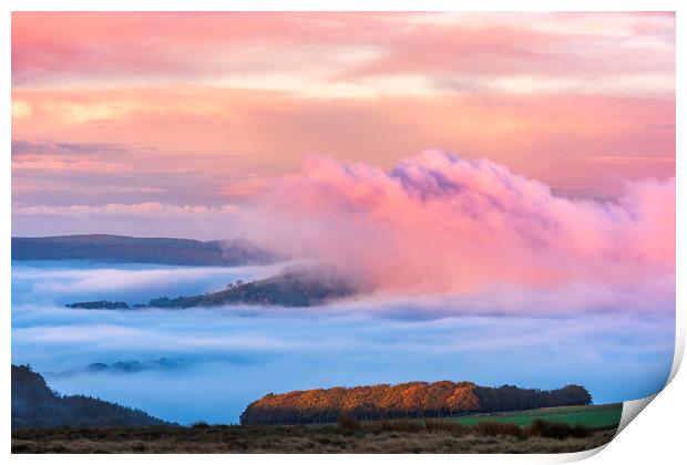 Flowing fog over Eccles Pike Print by John Finney
