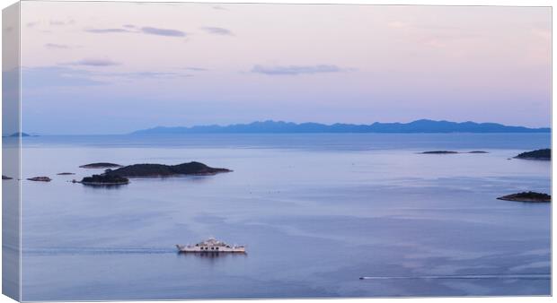 Boats on the Peljesac Channel Canvas Print by Jason Wells