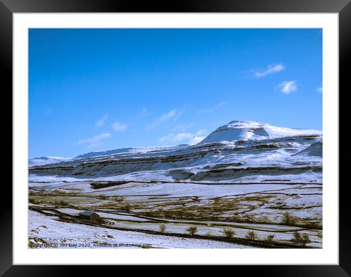 Snow Covered Ingleborough  Framed Mounted Print by Jim Day