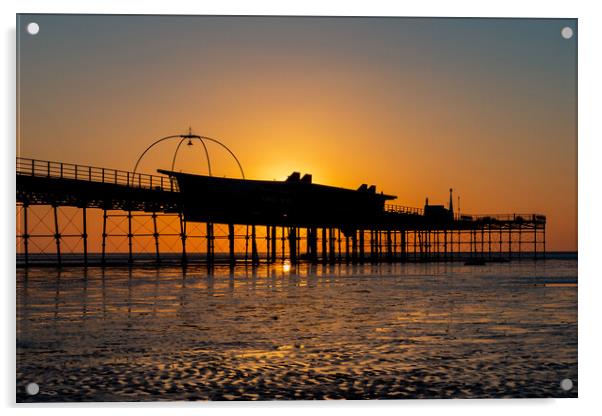 Southport Pier at Sunset Acrylic by Roger Green