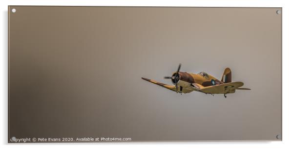 F4u Corsair over Coolum Acrylic by Pete Evans