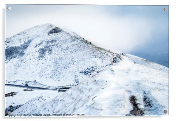 Mam Tor In Winter Snow Acrylic by Martyn Williams