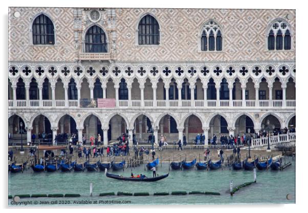 Gondolas moored by the Doge's Palace, Venice Acrylic by Jean Gill