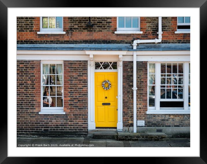 Yellow door with easter eggs in London Framed Mounted Print by Frank Bach