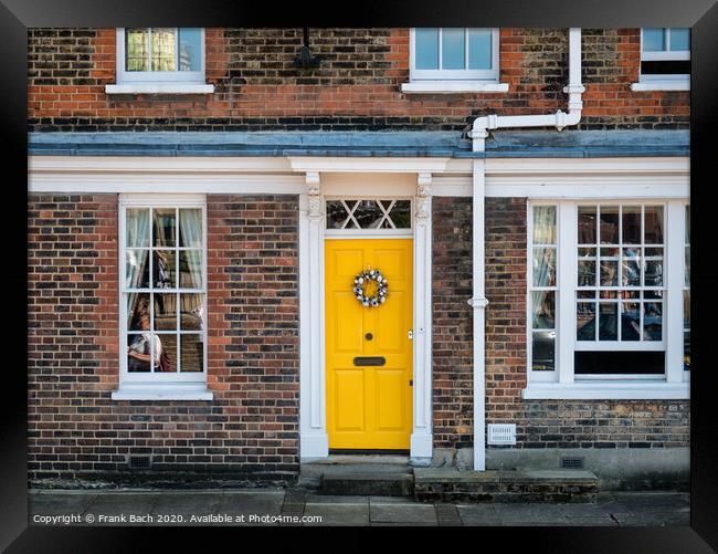 Yellow door with easter eggs in London Framed Print by Frank Bach