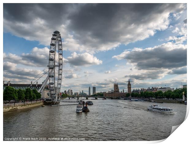 Thames with London Eye and the Parliament Print by Frank Bach