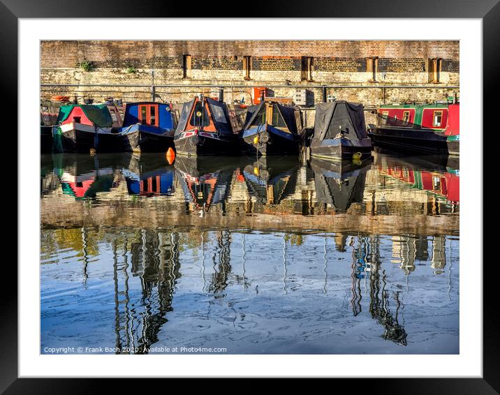 Boats in the canals in London on the way to Camden Framed Mounted Print by Frank Bach