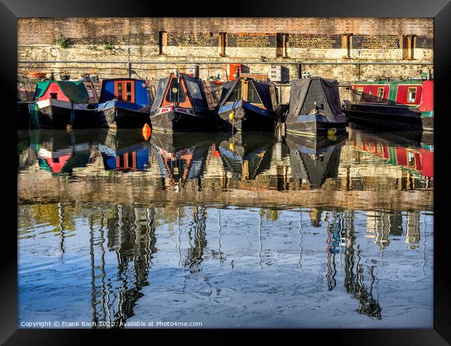 Boats in the canals in London on the way to Camden Framed Print by Frank Bach