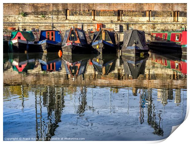 Boats in the canals in London on the way to Camden Print by Frank Bach