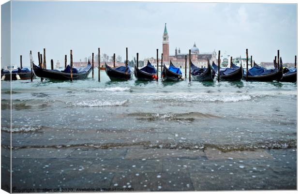 Gondolas by St Mark's Square Venice Canvas Print by Jean Gill
