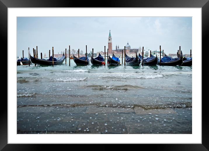 Gondolas by St Mark's Square Venice Framed Mounted Print by Jean Gill
