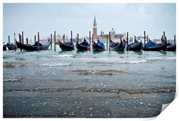 Gondolas by St Mark's Square Venice Print by Jean Gill