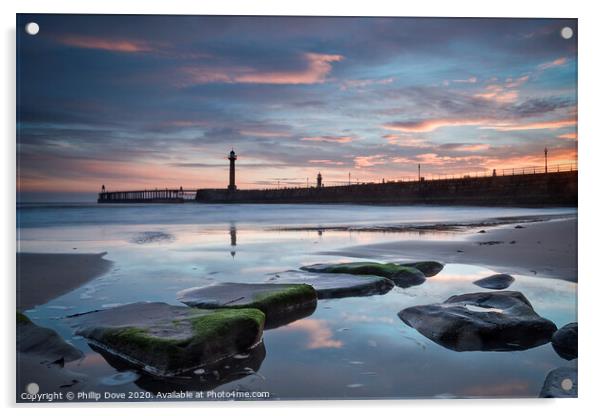 Whitby Dawn Acrylic by Phillip Dove LRPS