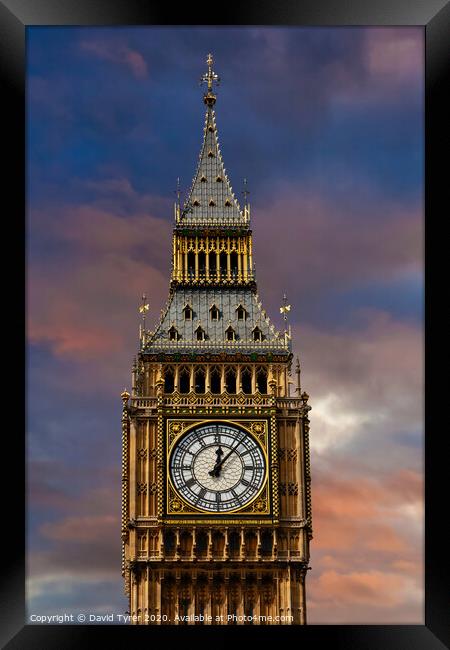 Big Ben Sunset Framed Print by David Tyrer