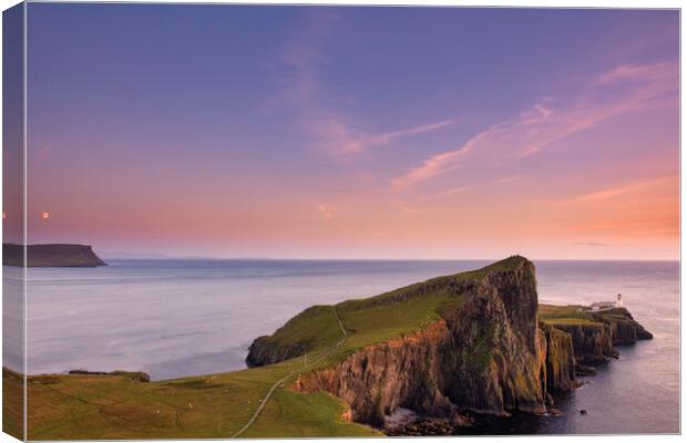Sunset Neist Point lighthouse Canvas Print by Scotland's Scenery