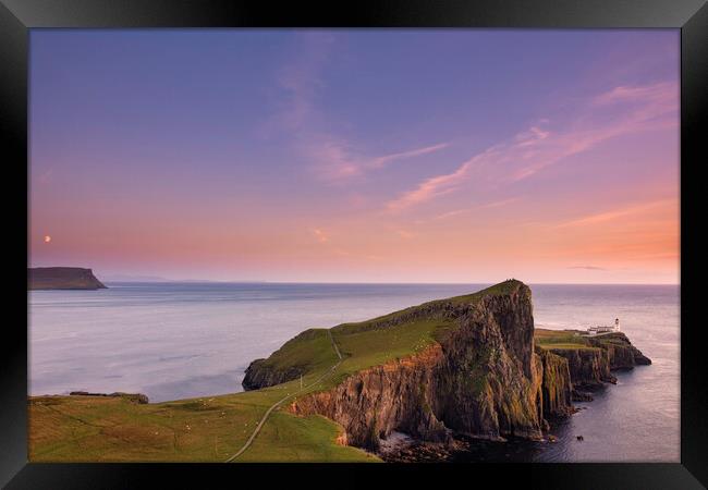 Sunset Neist Point lighthouse Framed Print by Scotland's Scenery