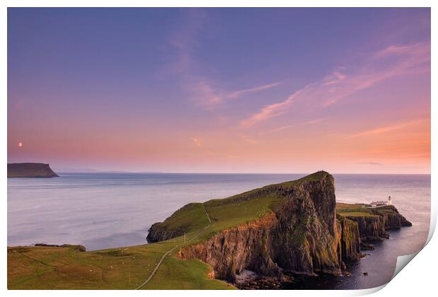 Sunset Neist Point lighthouse Print by Scotland's Scenery