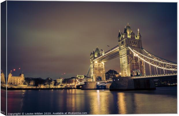 Tower Bridge at night. Canvas Print by Louise Wilden