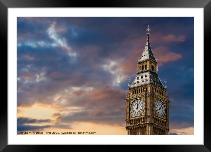 Iconic Big Ben at Dusk Framed Mounted Print by David Tyrer