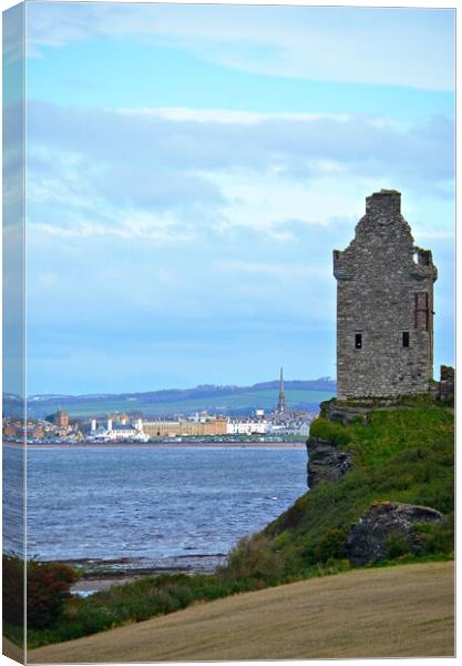 A view of Ayr and Greenan Castle Canvas Print by Allan Durward Photography